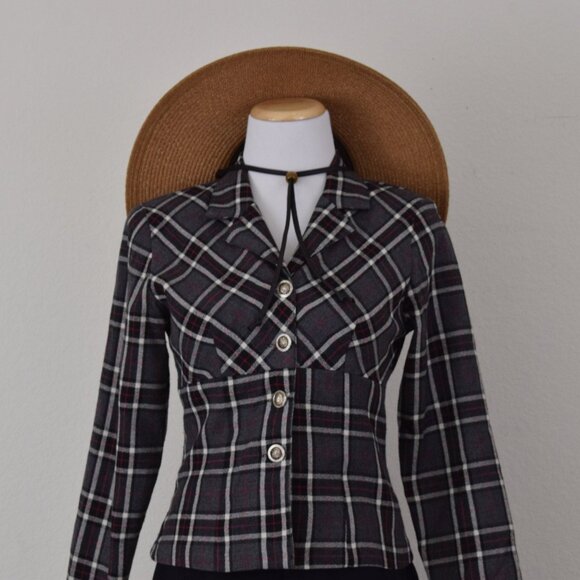 Vintage 90s Plaid Long Sleeves Button up Blouse - Picture 9 of 10